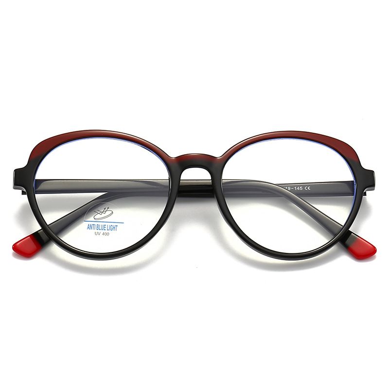 New 8329 Fashion Large Round Eyes Unisex TR90 Frame Flat Lens Anti Blue Light Glasses_voghion.com