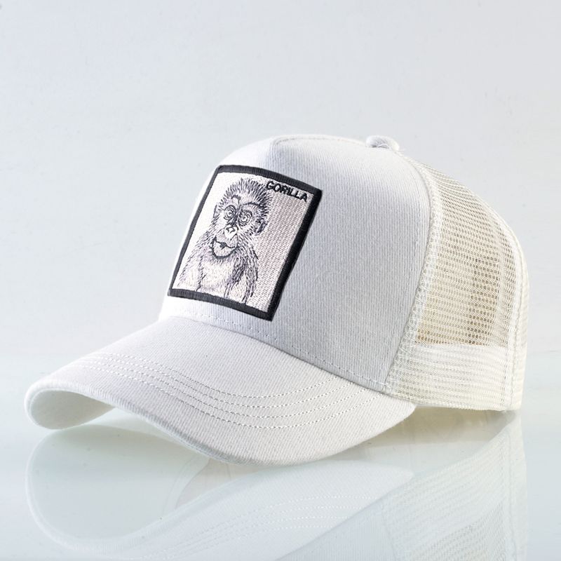 Gorra de béisbol bordada de tela para hombre, gorra de malla, gorra de pato, gorra de malla de moda urbana con animales_voghion.com