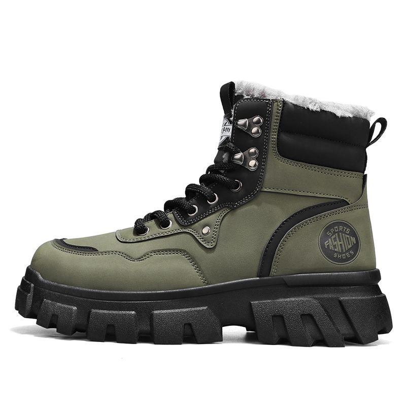 Marken-Martin-Stiefel mit hohem Schaft und dicker Plüschsohle, rutschfest, schneefest, wasserdicht und warm._voghion.com