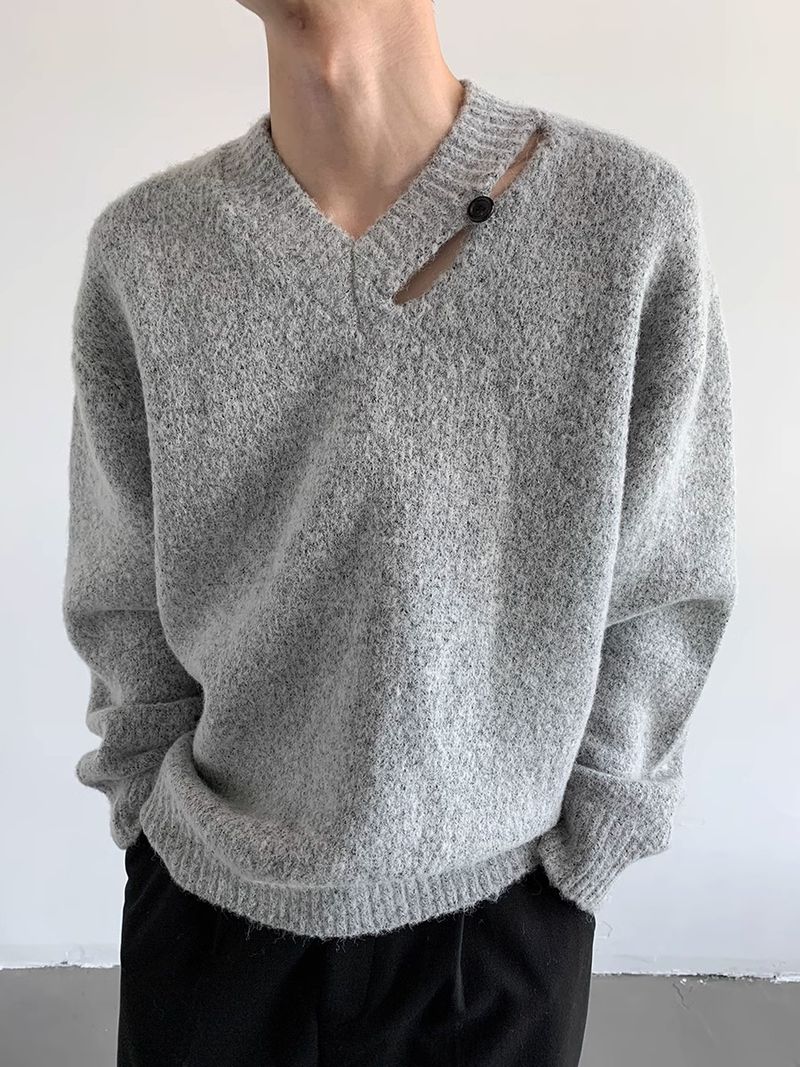 New soft and lazy style design sweater for men's autumn and winter loose casual knitwear top_voghion.com