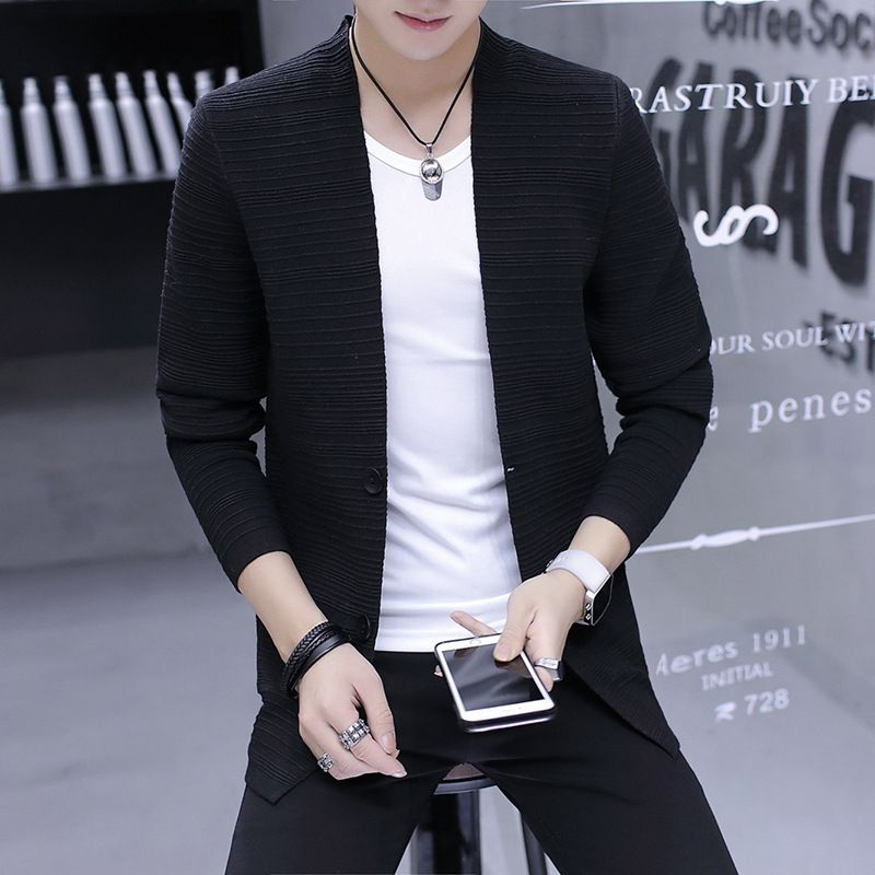 Men's slim V-neck thin jacket men's knitwear youth casual men's wear_voghion.com