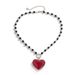 Collana con cuore rosso gotico e perline nere, collana di Halloween, regalo di Natale e Capodanno per le donne_voghion.com