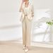 GraceChic 2401114-Spring Main Promotion Satin Wrinkled Quality Blazer + Straight-Leg Pants Two-Piece Set Elegant Commuting_voghion.com