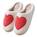 Cross-border Valentine's Day Hot Winter Smiley Face Big Love Cotton Women's Wholesale Indoor Home Plush Warm Slippers_voghion.com