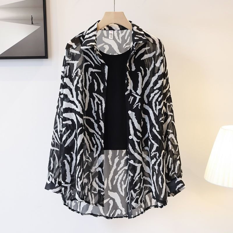 Summr 2025 Nw Arrival Lopard Print Sun Clothing Womn's Mid Long Lngth UV Protction Air Conditioning Shirt Tops_voghion.com