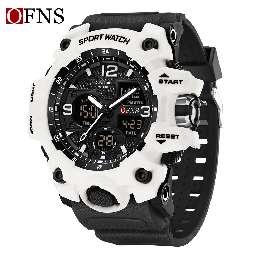 Digitale analoge Sportuhr für Herren mit leuchtendem Display, wasserdicht bis 50 m, Alarm, Stoppuhr und mehreren Funktionen für Outdoor-Aktivitäten_voghion.com