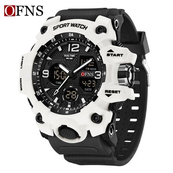 Digitale analoge Sportuhr für Herren mit leuchtendem Display, wasserdicht bis 50 m, Alarm, Stoppuhr und mehreren Funktionen für Outdoor-Aktivitäten_voghion.com