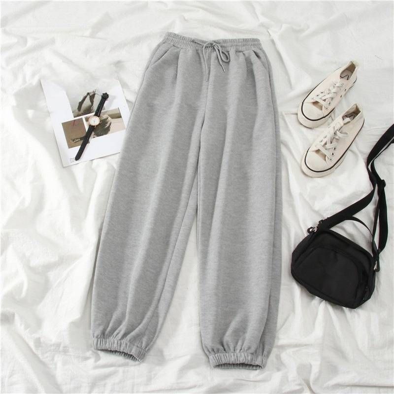 Men's Clothing Harem pants women's autumn and winter casual sports loose slim all match plus velvet outer wear straight leg pants carrot sweatpants_voghion.com