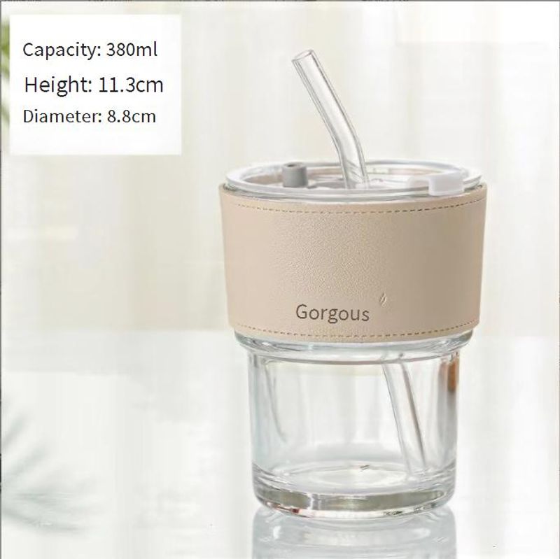 Home & Garden Internet Celebrity Rietje met deksel Bamboe beker Hittebestendige glazen waterbeker Glazen dagelijkse benodigdheden Dubbele drinkbeker_voghion.com