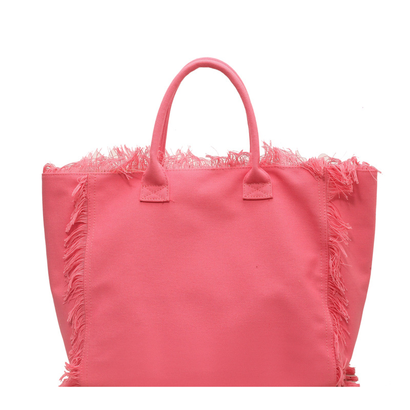 Dames Tote Bag Grote Capaciteit Letter Kwastje Canvas Tas Grote Capaciteit Dames Effen Kleur Forensen Schouder Tote Bag_voghion.com