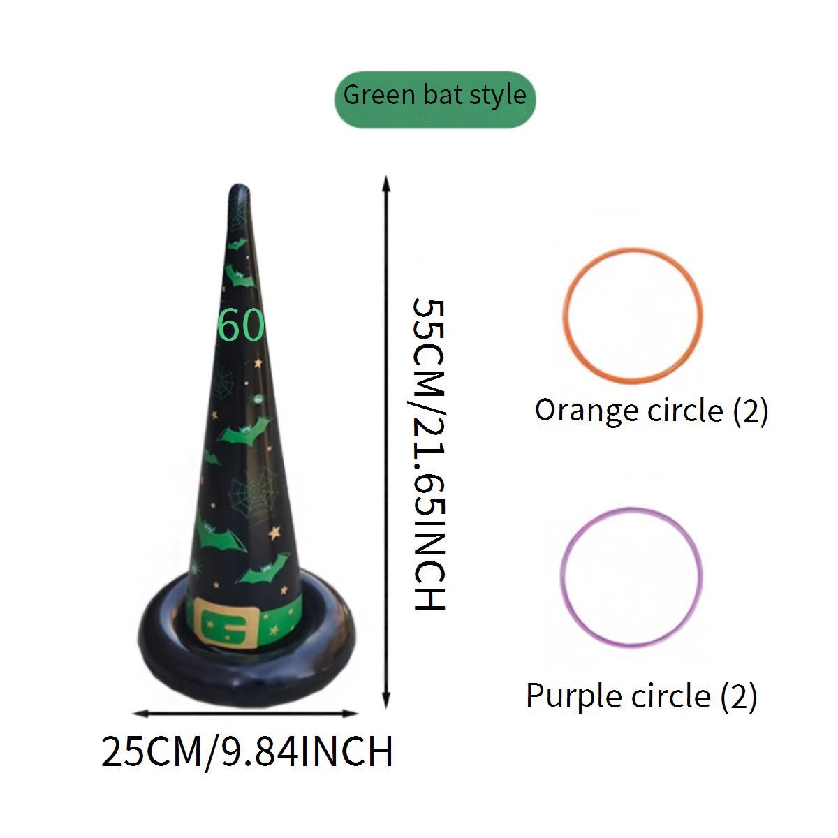 Nafukovací čarodějnický klobouk, házení prstenů, halloweenská párty aktivita se 3 PVC klobouky, obruče, strašidelná zábava pro děti a dospělé_voghion.com