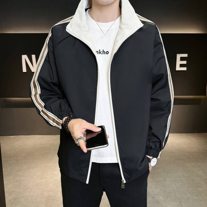 ​​"Trendige Stehkragenjacke für Jugendliche – Leichte Windjacke im Kaninchenfell-Mix-Stil (M-4XL, Schwarz/Salbeigrün/Beige)"​​_voghion.com