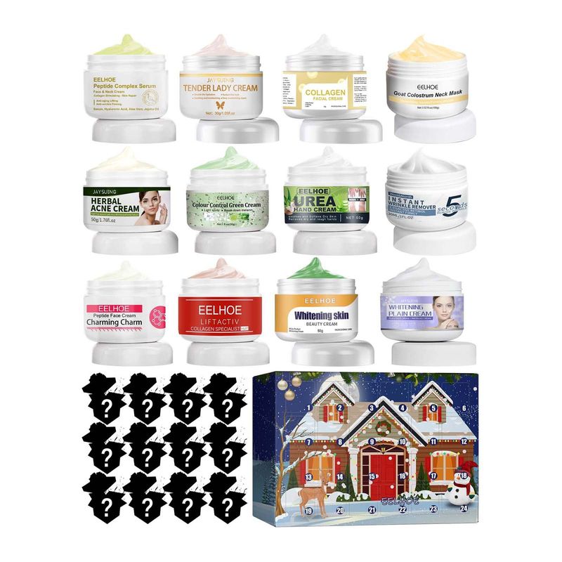Christmas Cream Blind Box, Idratante, Idratante, Idratante, Bellezza della pelle Blind Box con 24 griglie per prodotti per la cura della pelle_voghion.com