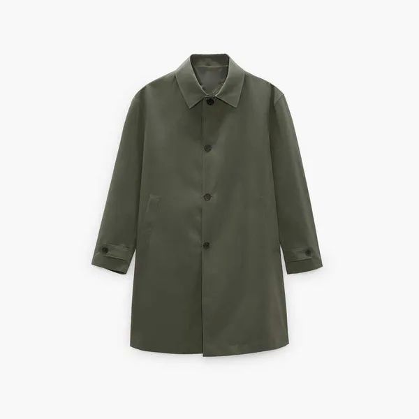 Men's Coats 2022Spring Autumn Men Fashion Technical Fabric Mid-length Trench Coat Simple Khaki Lapels Single-breasted_voghion.com