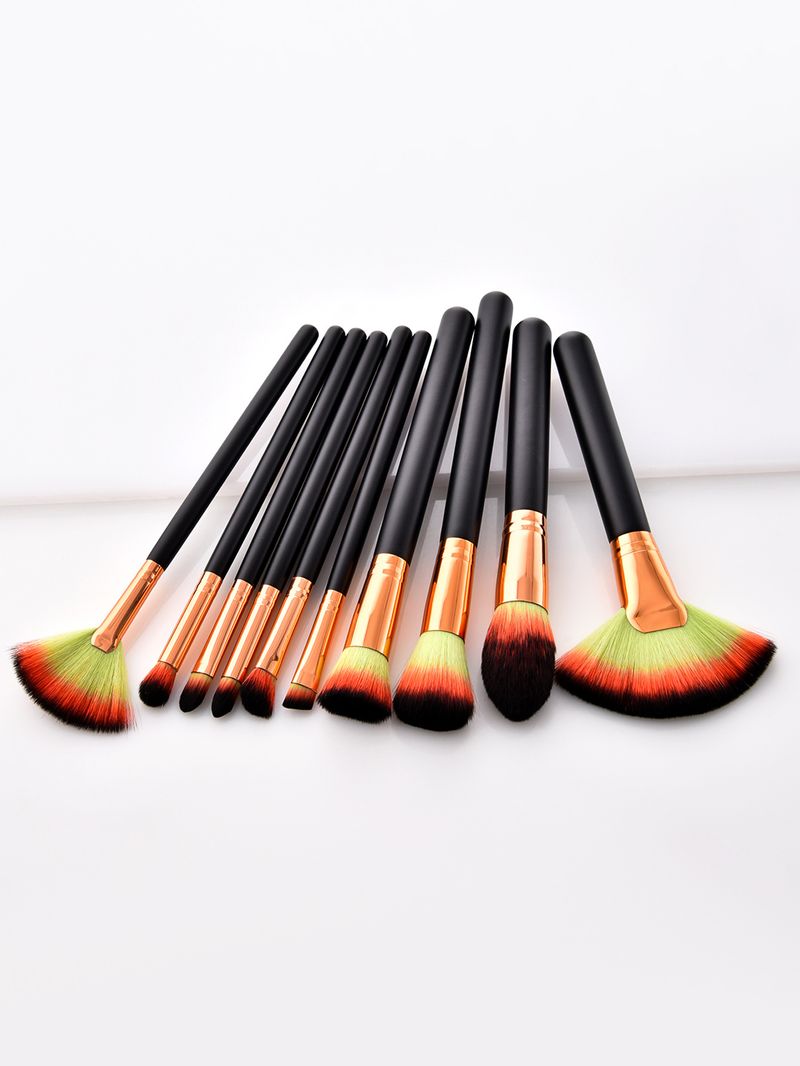 10 neue schwarze mehrfarbige Haar-Make-up-Pinsel-Set_voghion.com