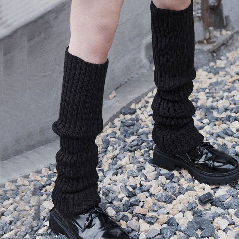 Chaussettes hautes extra longues en laine blanche tricotée (70 cm) pour femme, polyvalentes et amincissantes, style tendance._voghion.com