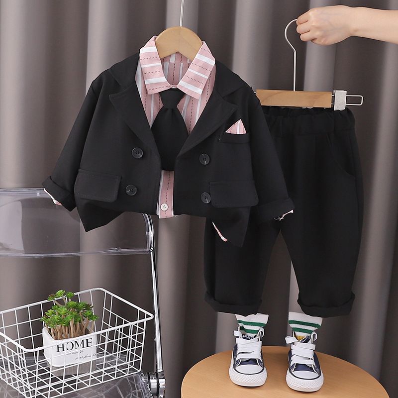 2024 Novo Conjunto de Terno de Camisa para Homens e Mulheres, Estilo Explosivo de Outono Infantil de Rua, Lindo Conjunto de Vestido, Três Peças_voghion.com