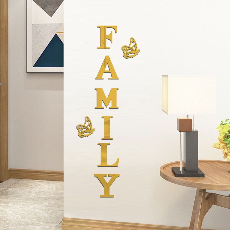 Acrylic mirror English letter Butterfly wall sticker Living  painting Wall creative self pasting_voghion.com