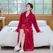 Flannel Splicing Long Lapel Long-sleeved Nightgown Warm And Comfortable Loungewear Women's Pajamas_voghion.com
