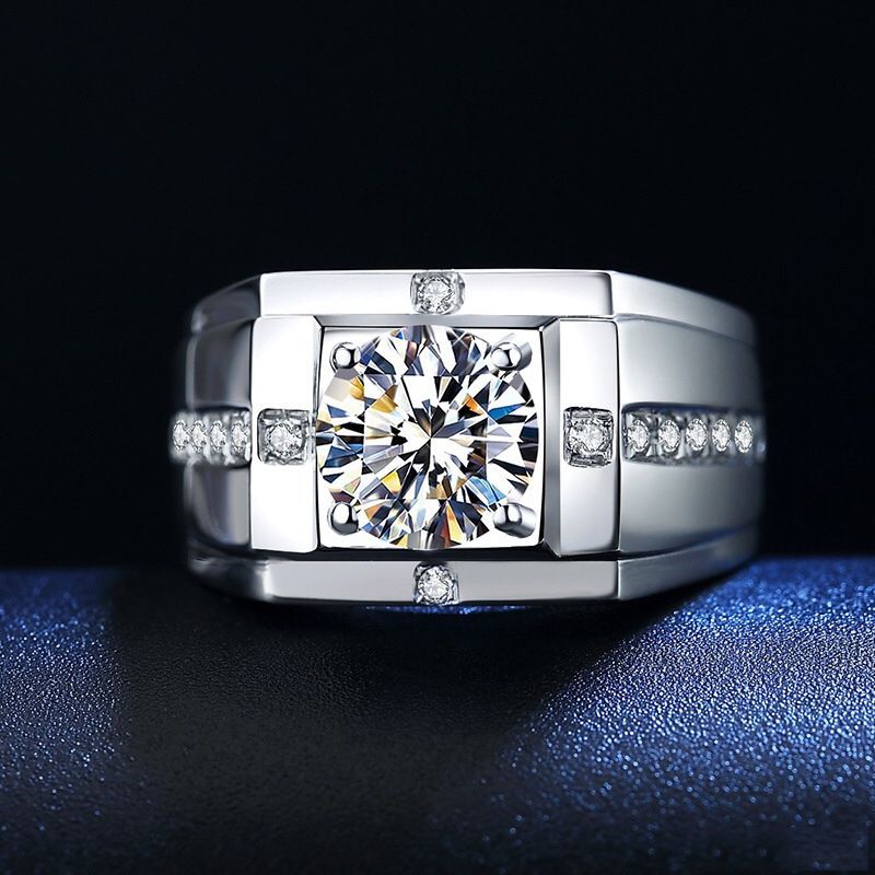 Klassischer Carbon High Simulation Herren Diamant Moissanite Plattiert Edler Ehering_voghion.com