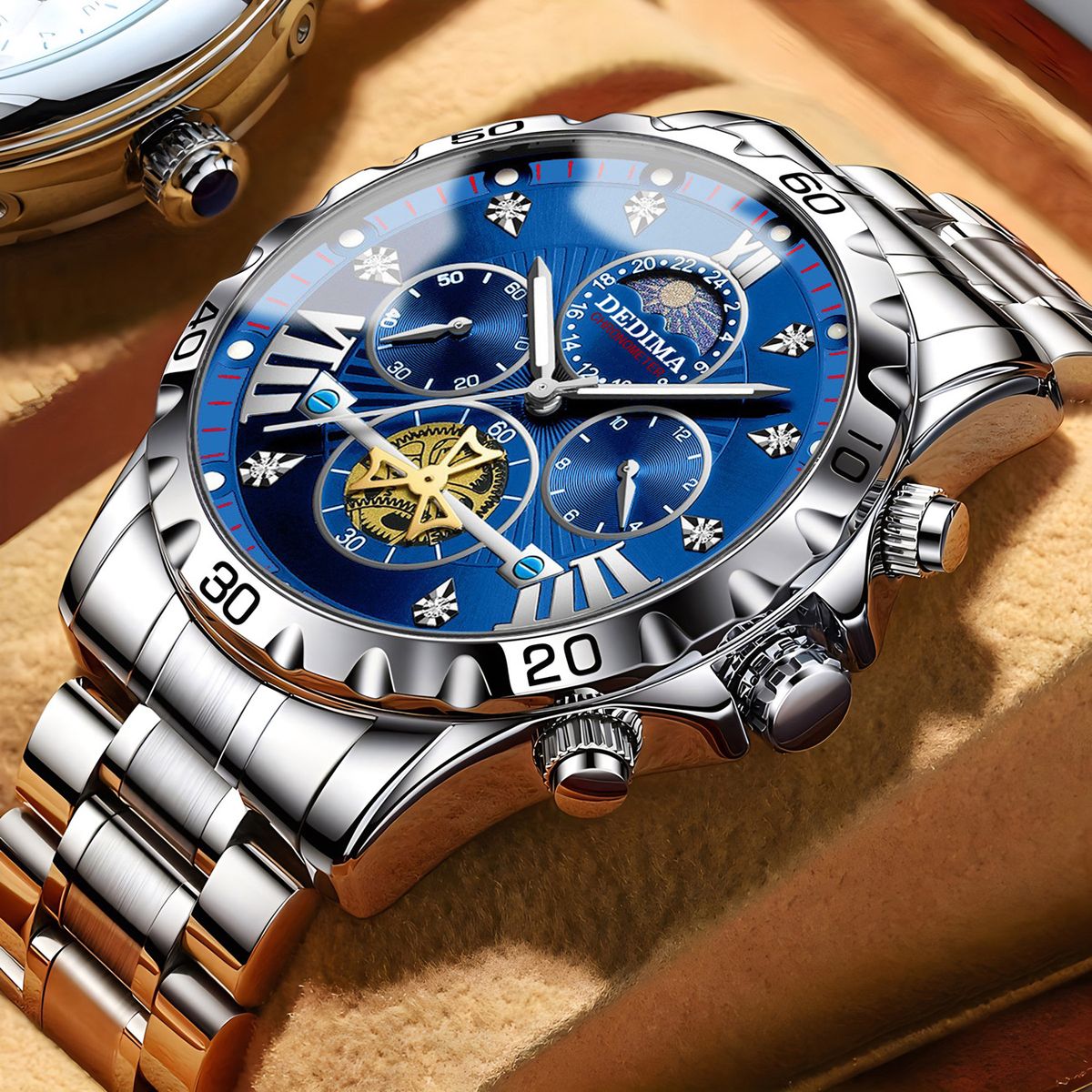 Montre de sport à quatre yeux et six broches pour homme, étudiant en affaires, veilleuse, volant d'inertie étanche, quartz haut de gamme pour homme_voghion.com