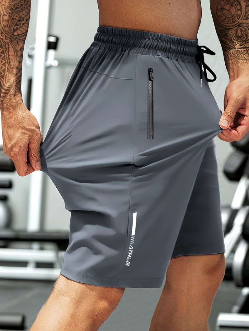 Herren Sommerhose mit hoher Elastizität, Kordelzug in der Taille und Reißverschlusstaschen – Marineblau, lässige Fiess-Ausrüstung, atmungsaktiv_voghion.com