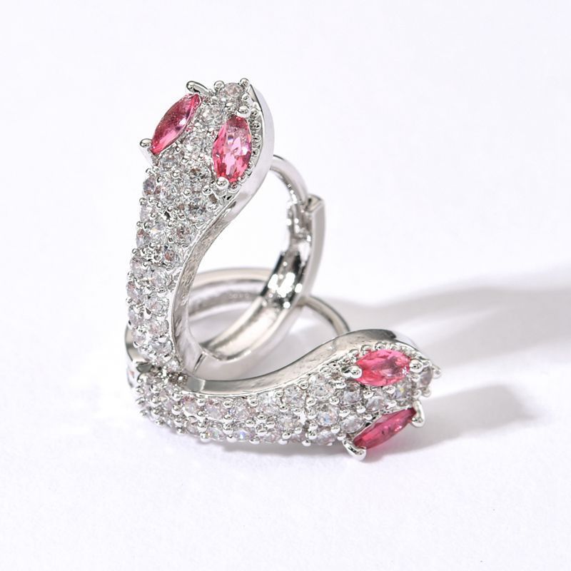 Light luxury, fashionable and minimalist earrings, snake shaped inlaid with zircon S925 ear bone clip, animal personality, cool and versatile earrings_voghion.com