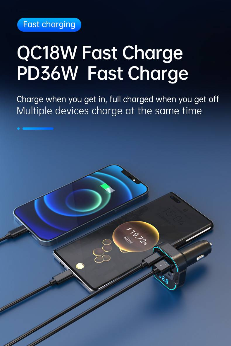 BC47 Car Bluetooth Adapter - Fast Charging, CVC Noise Cancelling, Universal Compatibility_voghion.com