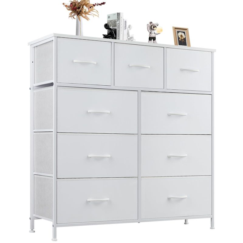 Dresser For Bedroom With 9 Fabric Storage Drawer Wardrobe Tall Chest Organizer Closet Adult Kids Clothes Cabinet Furniture_voghion.com