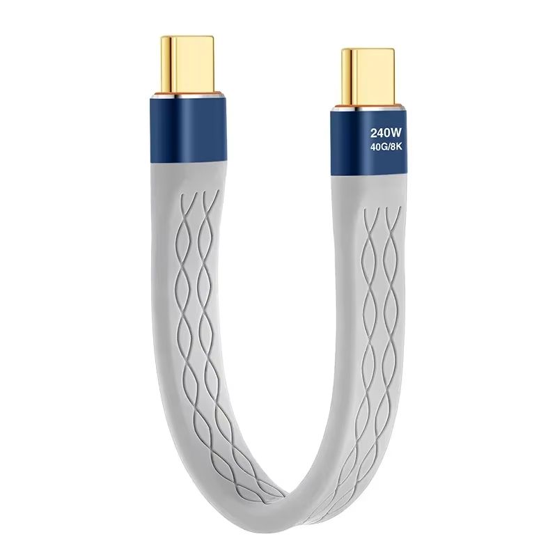 Cavo di estensione per ricarica dati FPC piatto sottile da 8K a USB C da 240 W, cavo di ricarica rapida corto di tipo C, trasferimento da 40 Gbps_voghion.com