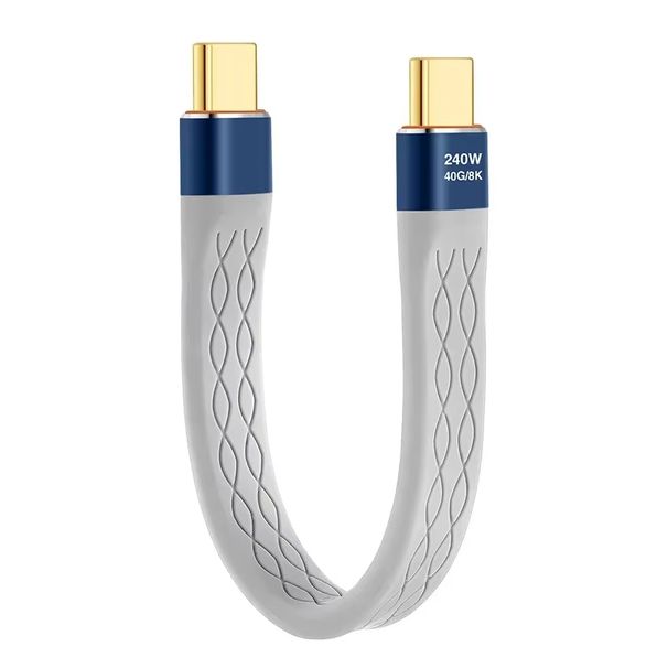 Cavo di estensione per ricarica dati FPC piatto sottile da 8K a USB C da 240 W, cavo di ricarica rapida corto di tipo C, trasferimento da 40 Gbps_voghion.com