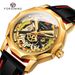 FORSINING Designer Luxury Fashion Steel Skeleton Mechanical Gold Watch For Men Manual Movement Clock Waterproof Silicone Strap_voghion.com