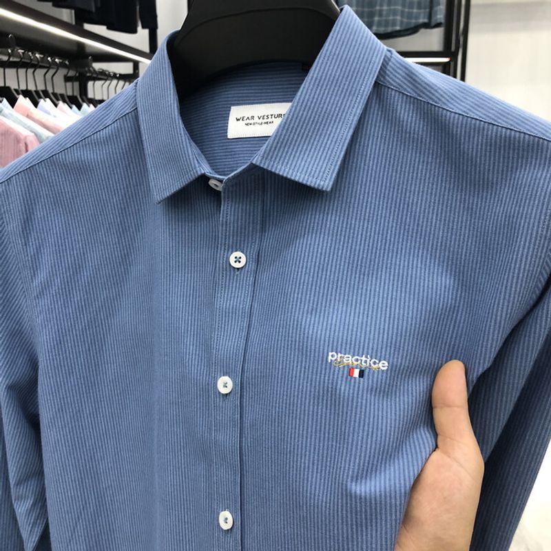 Herrenbekleidung Hemd Langärmliges Herrenhemd aus Oxford-Gewebe im Jugendschnitt, Standard-High-End-Herrenhemd_voghion.com