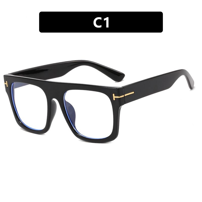 T-Wort quadratischer Brillenrahmen neue flache Brille Anti-Blaulicht großer Rahmen optischer Rahmen Trendmode_voghion.com