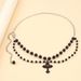 Accessories Gothic Dark Style Fashion Cross Temperament Waist Chain Black Pearl Accessories_voghion.com