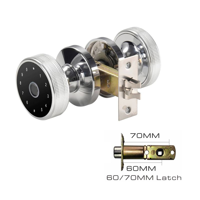 1pc Fingerprint Door Lock- Smart Door Handle, Biometric Door Lock, Keyless Entry Door Handle For Bedroom Home Hotel Office Apartment (Black)_voghion.com