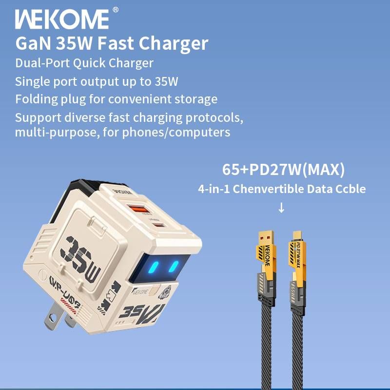 WEKOME Navigator Series 35WGaN Charger(US)+Quick Charge (65+27w)Multi-charging Cable_voghion.com