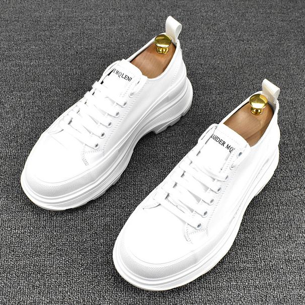 Printemps nouvelle tendance coréenne en cuir de vachette INS réseau rouge petit tableau blanc chaussures légères pour hommes_voghion.com
