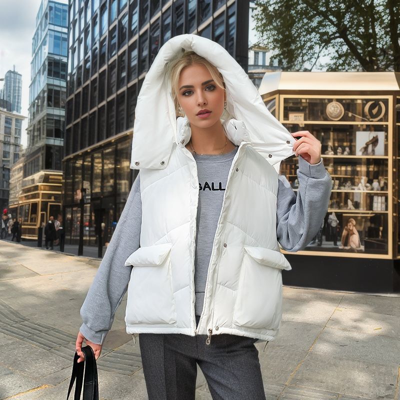 Giacca calda da donna in cotone, gilet corto e soffice alla moda da donna, gilet largo, cappotto taglie forti_voghion.com