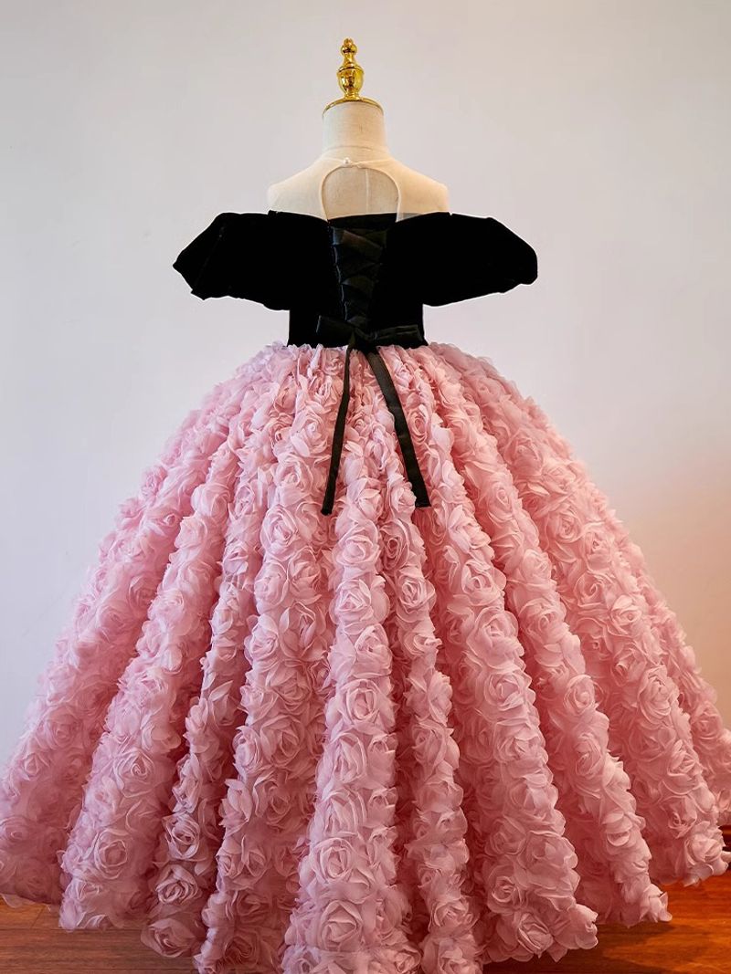 Children's Dress Princess Dress Pink Light Luxury Girl Dress Little Girl Foreign Style Puffy Skirt High End Piano Performance Costume_voghion.com