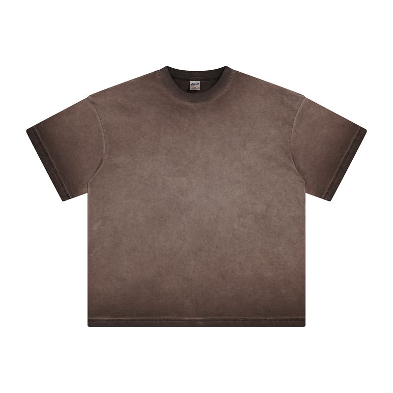 Tendenza abbigliamento uomo | T-shirt a maniche corte con stampa retrò effetto consumato, marchio alla moda, in cotone pesante, a maniche corte_voghion.com