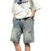 Men's Clothing Summer Thin Ripped Denim Shorts Men's Vibe Retro Loose Mid-length Pants Trendy Street All-match Shorts_voghion.com