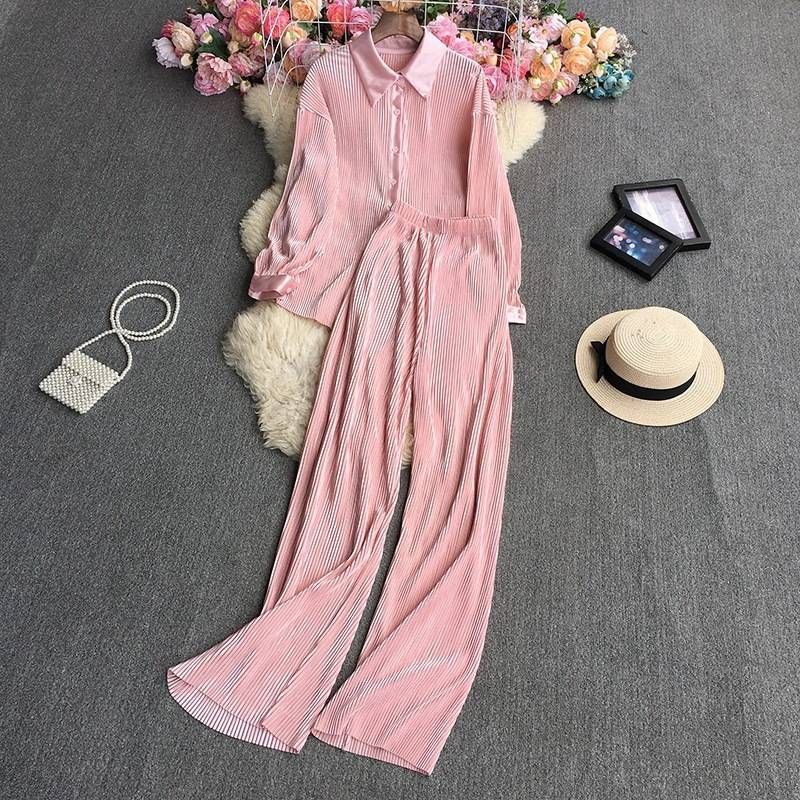 Damenbekleidung Sommer Neuer Anzug für Frauen Quadratischer Halsausschnitt Taillenbund Kurzarmoberteil + Hohe Taille Lässige Hose mit weitem Bein_voghion.com