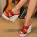 Women's Sexy Wedge Platform Sandals - Bohemian Straw Braided High Heel Mules Fashionable Slip-On Beach Shoes For Summer_voghion.com