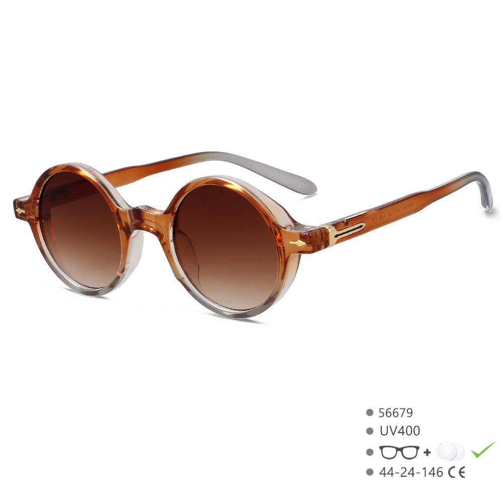 56679 Occhiali da sole da donna con design di marca, alla moda, colore sfumato, retrò, rotondi, di piccole dimensioni, per esterni, con parasole, a specchio, UV400_voghion.com