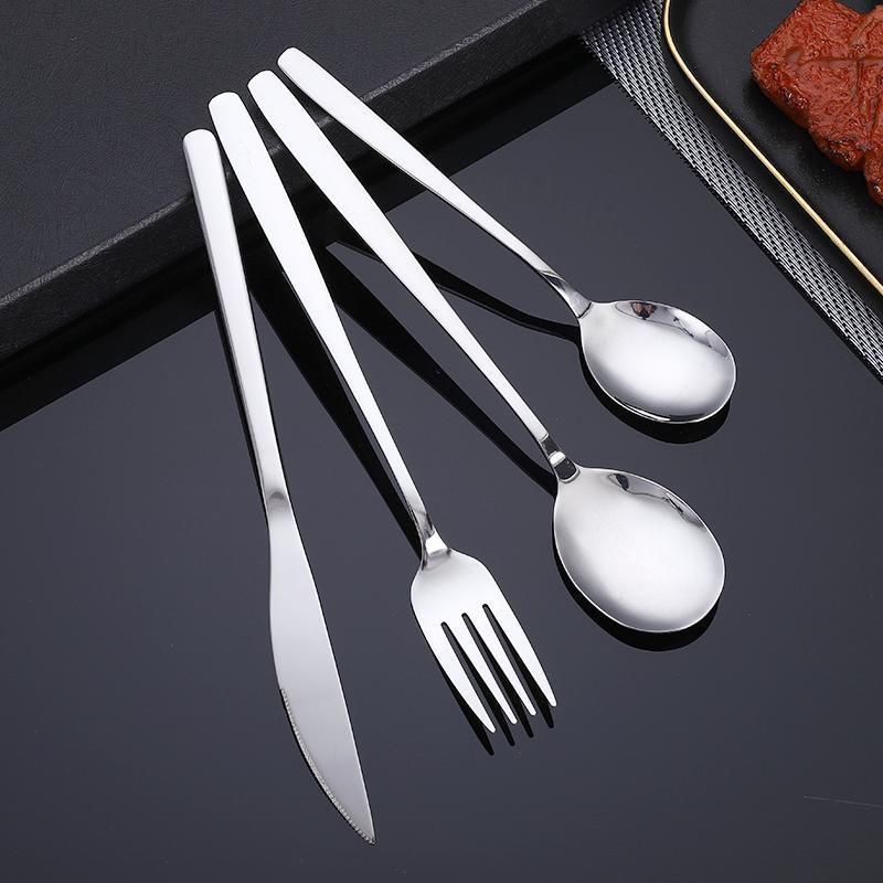 Set di posate in acciaio inossidabile in stile coreano da 4 pezzi: coltello, forchetta e cucchiaio lucidati a specchio | Regalo elegante per casa, ufficio ed eventi_voghion.com