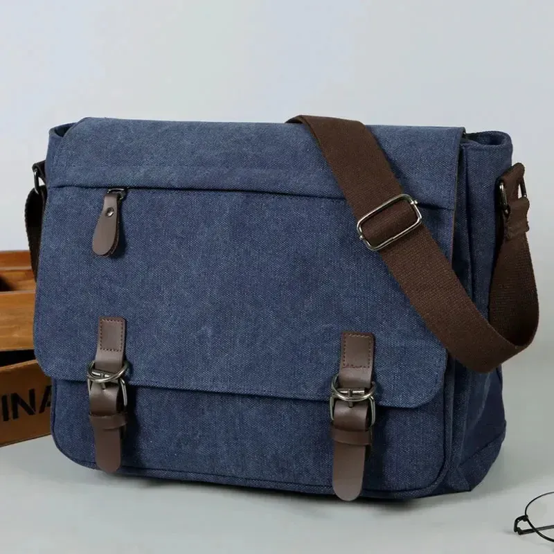 Messenger Bag Herren Business Tragbare Schulter Canvas Crossbody Pack Retro Casual Büro Satchel Reisetaschen Kit Vintage_voghion.com