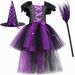 Mutter & Kinder Kinderkleid Hexenrock Halloween Performance Kostüm Hexe Rollenspiel Mädchen Tutu Rock_voghion.com