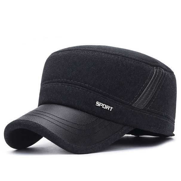 Tykk vintersikker hørselbeskyttelse i bomull for middelaldrende og eldre menn som sykler for å holde seg varm flat topphatt for vinteren_voghion.com