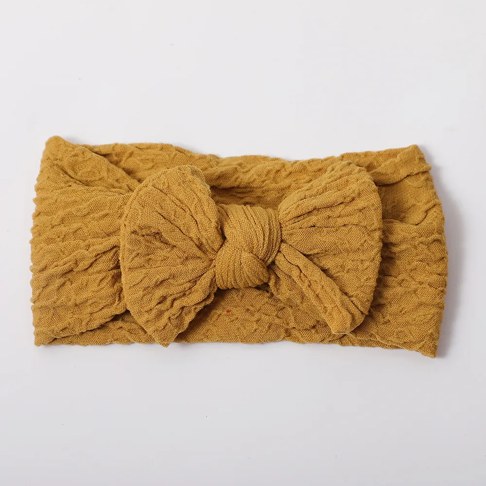 European and American Autumn Winter new children's hair accessories nylon jacquard bow baby headband baby fontanelle wide hair band_voghion.com